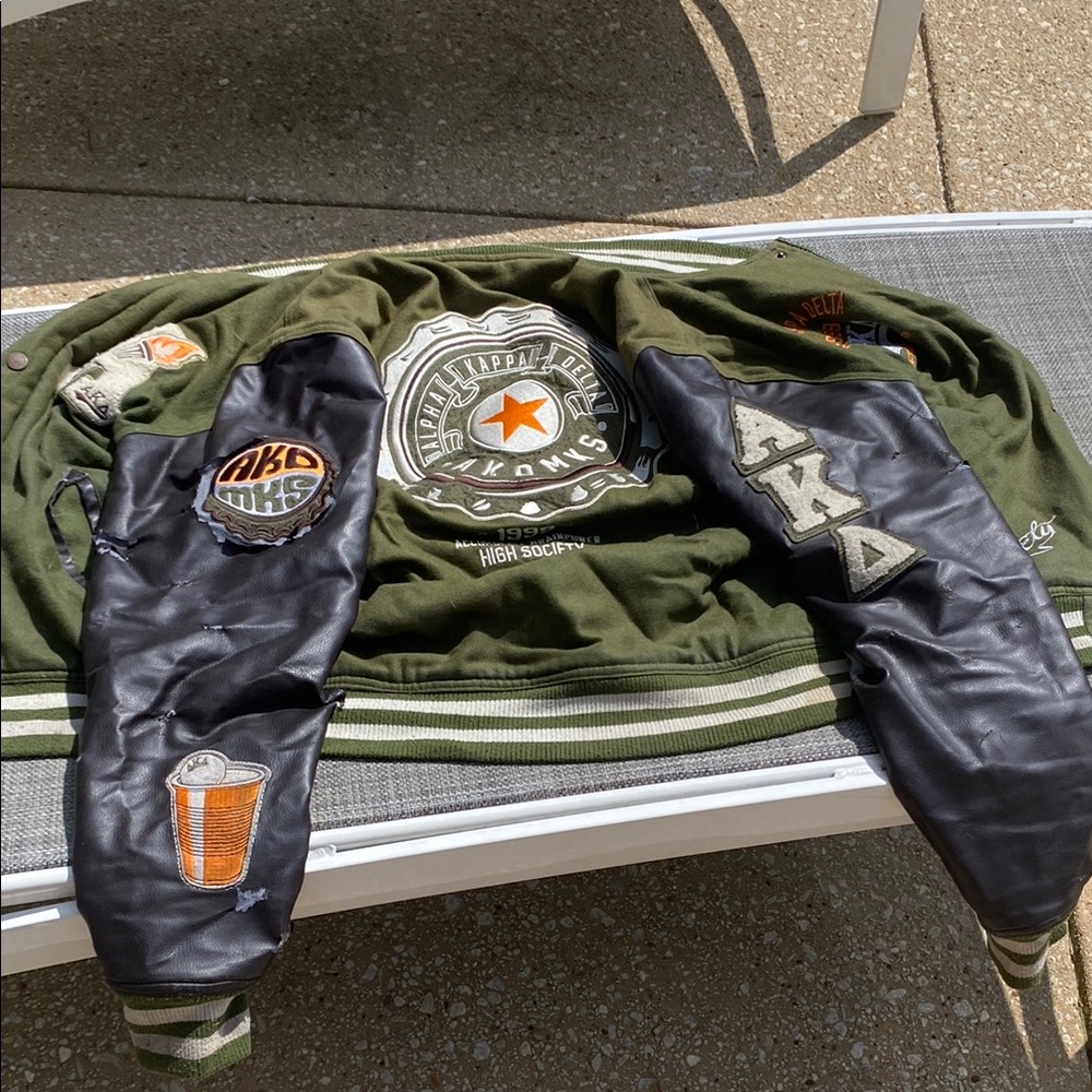 Green and Black Varsity Jacket with Patches